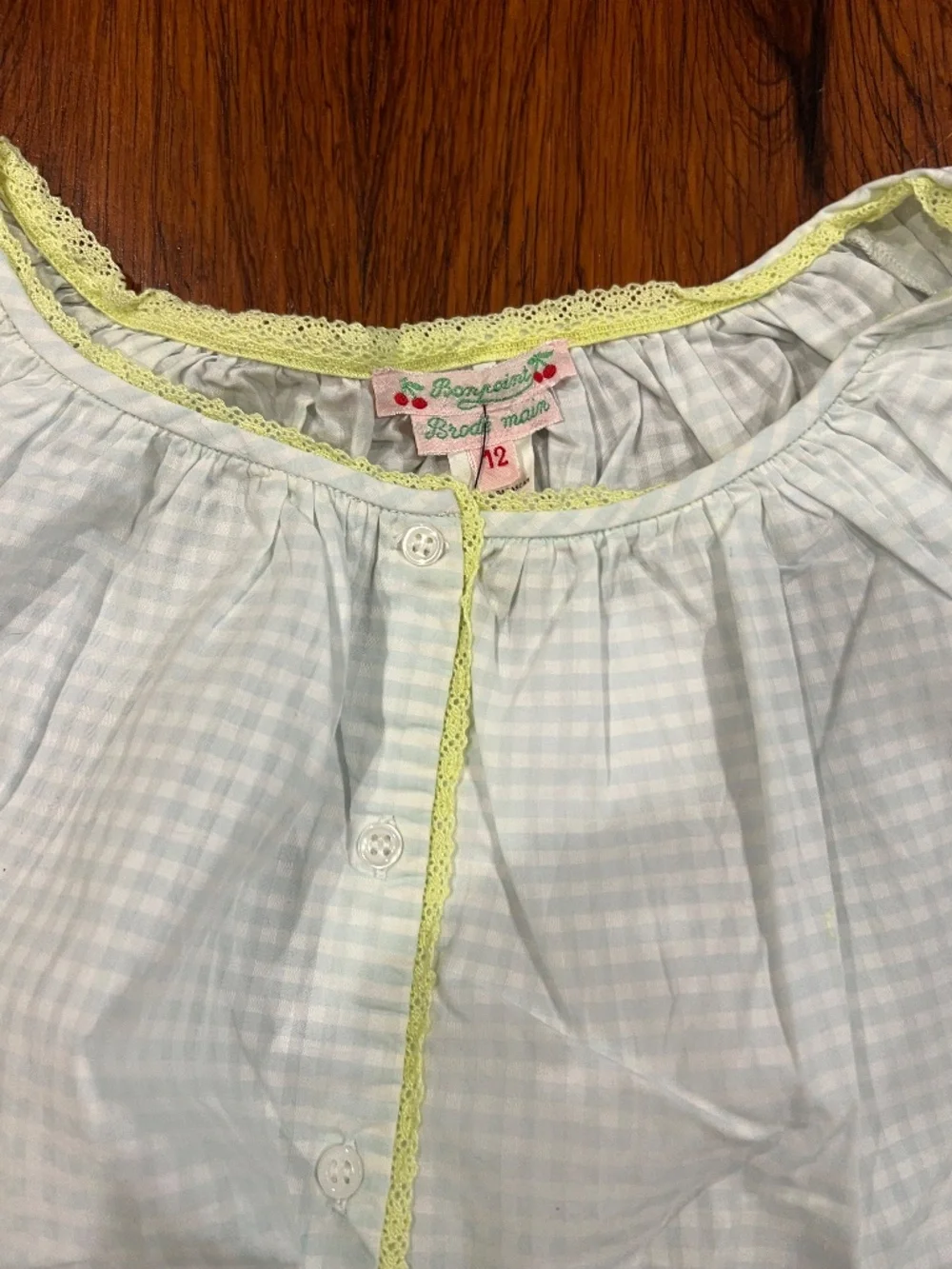 Bonpoint Girls Gingham Pajama Set Size 12 New